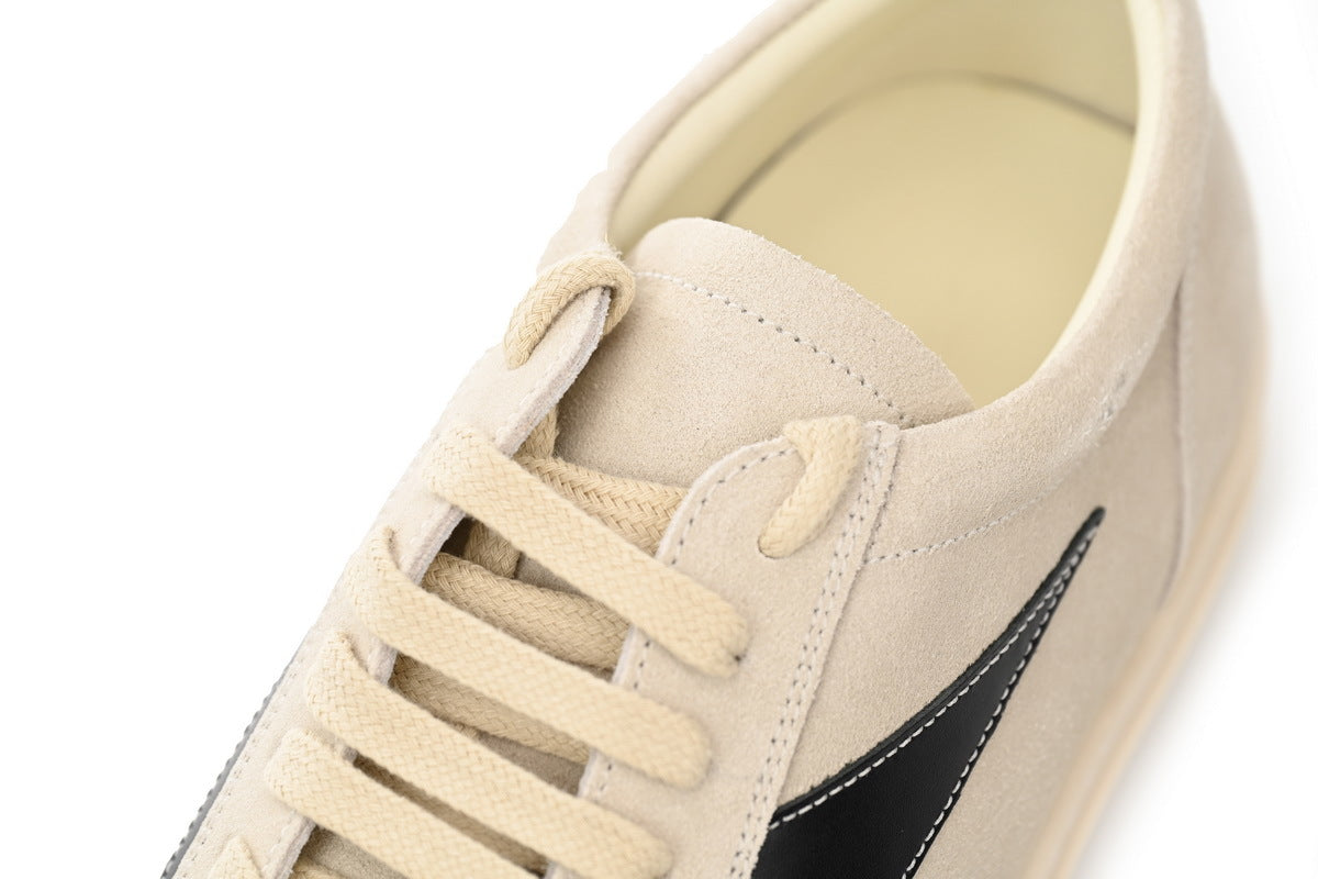Rick Owens Luxor Vintage Low Milk Black Suede Sneakers