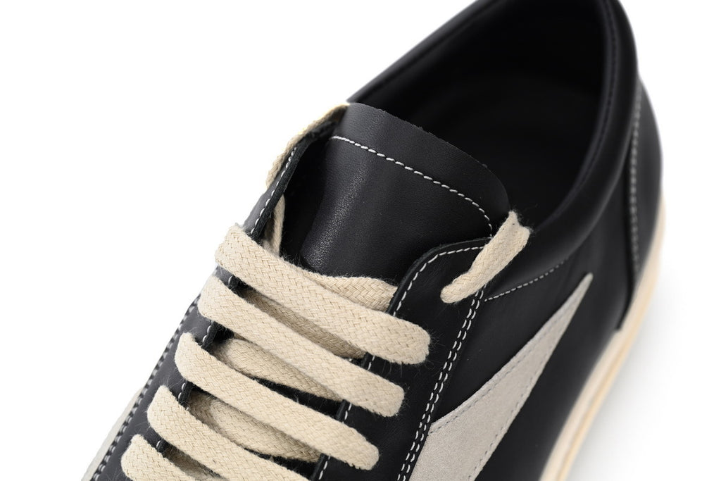 Rick Owens Vintage Low Black White Leather Sneakers