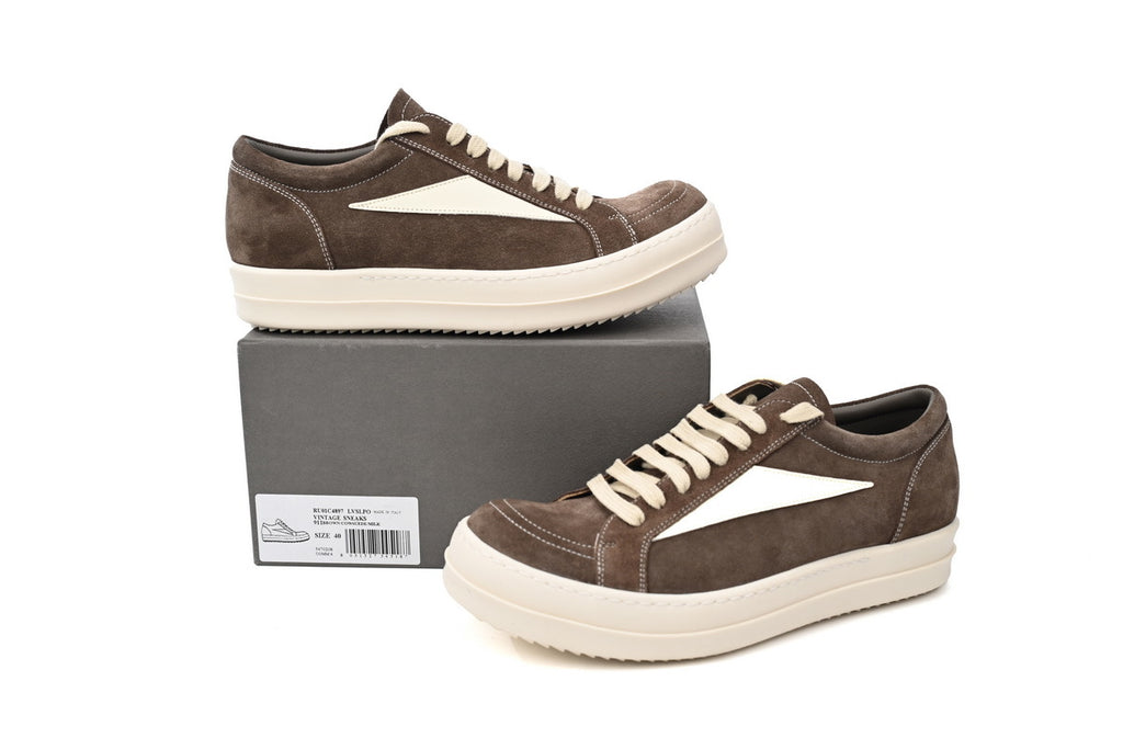 Rick Owens Vintage Low Grease Milk Suede Sneakers