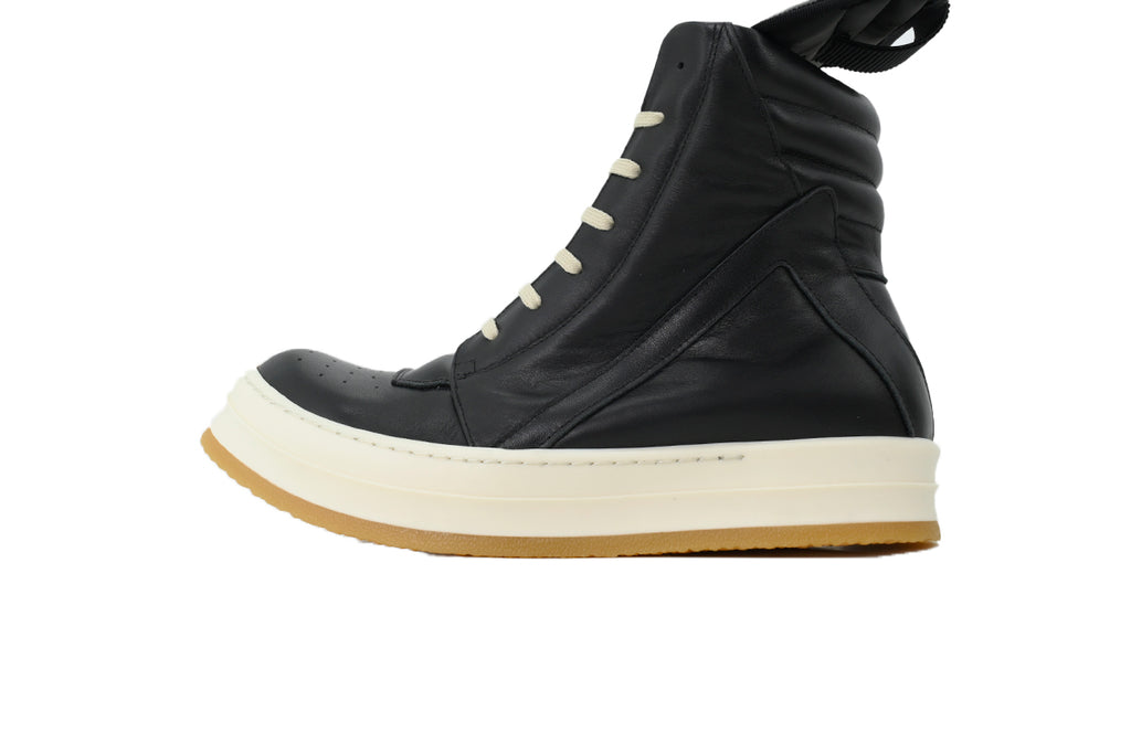 Rick Owens Concordians Creep Geobasket Black Milk Leather Sneakers