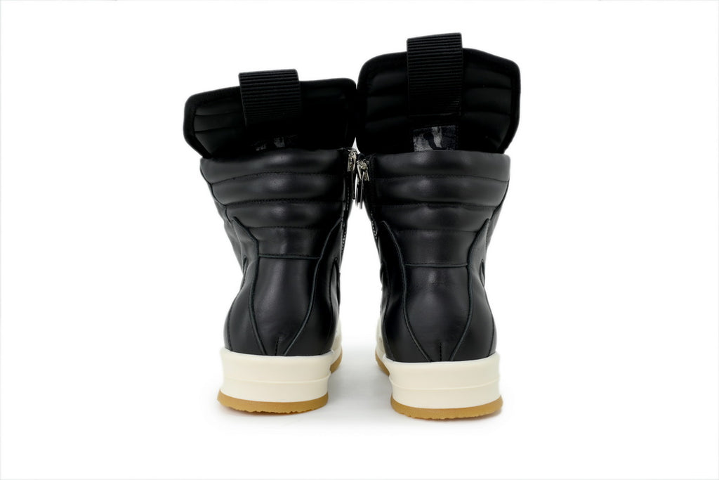 Rick Owens Concordians Creep Geobasket Black Milk Leather Sneakers