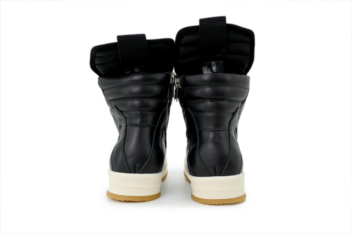 Rick Owens Concordians Creep Geobasket Black Milk Leather Sneakers