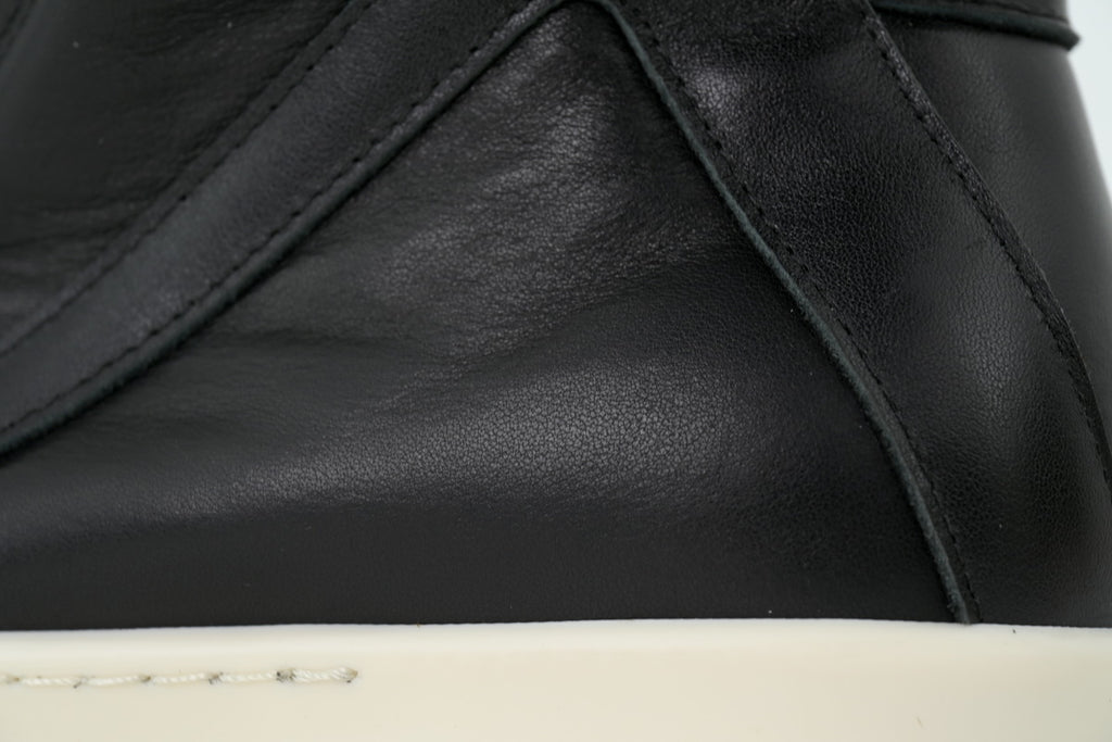 Rick Owens Concordians Creep Geobasket Black Milk Leather Sneakers