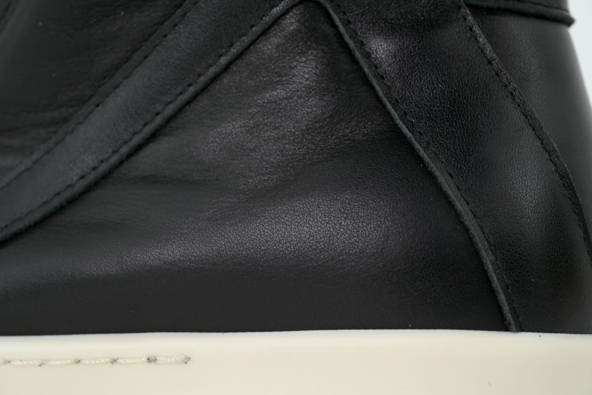 Rick Owens Concordians Creep Geobasket Black Milk Leather Sneakers