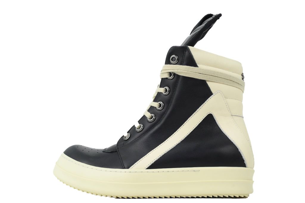 Rick Owens Geobasket Black Milk Nubuck High-Top Sneakers