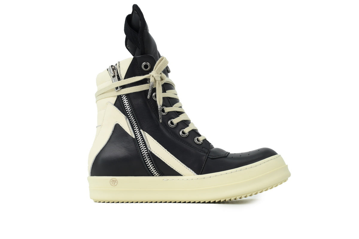 Rick Owens Geobasket Black Milk Nubuck High-Top Sneakers