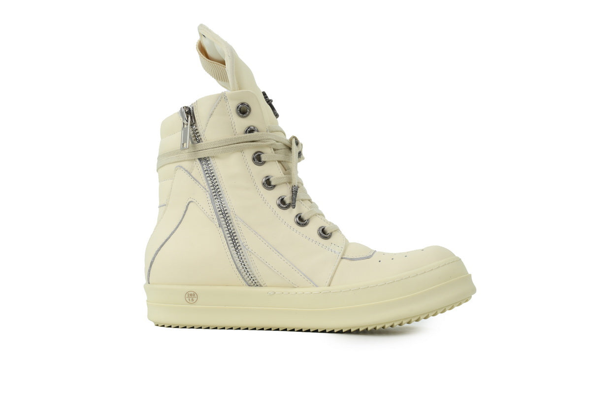 Rick Owens Geobasket Milk Leather High-Top Sneakers