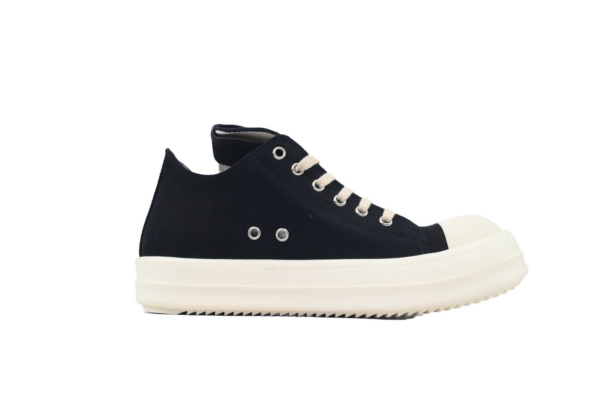 Rick Owens DRKSHDW Hollywood Black Canvas Low-Top Sneakers
