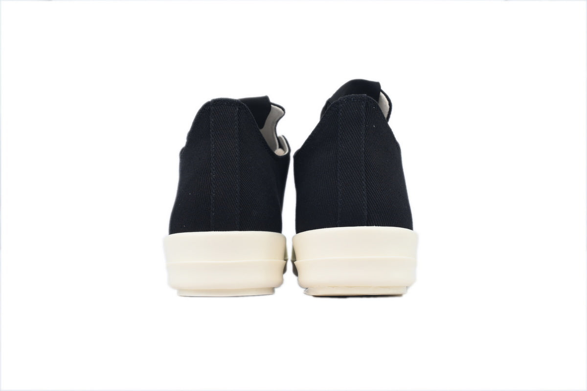 Rick Owens DRKSHDW Hollywood Black Canvas Low-Top Sneakers