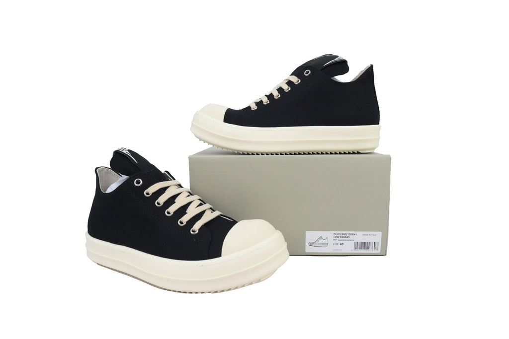 Rick Owens DRKSHDW Hollywood Black Canvas Low-Top Sneakers