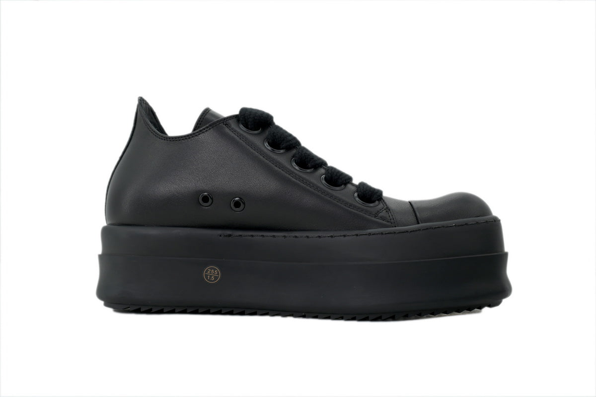 Rick Owens DRKSHDW Mega Bumper Jumbolace Low Black Leather Sneakers