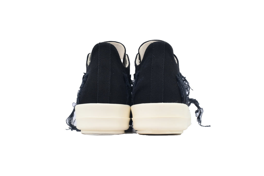 Rick Owens DRKSHDW Black Distressed Denim Low-Top Sneakers