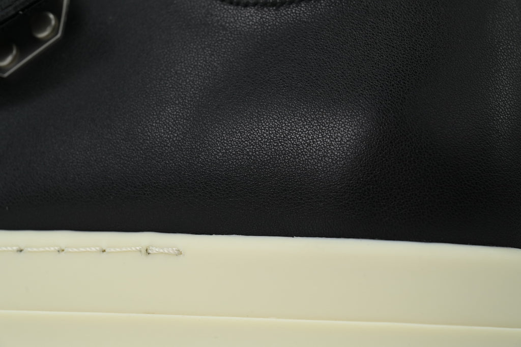 Rick Owens Extreme Low Black Leather Strap Sneakers