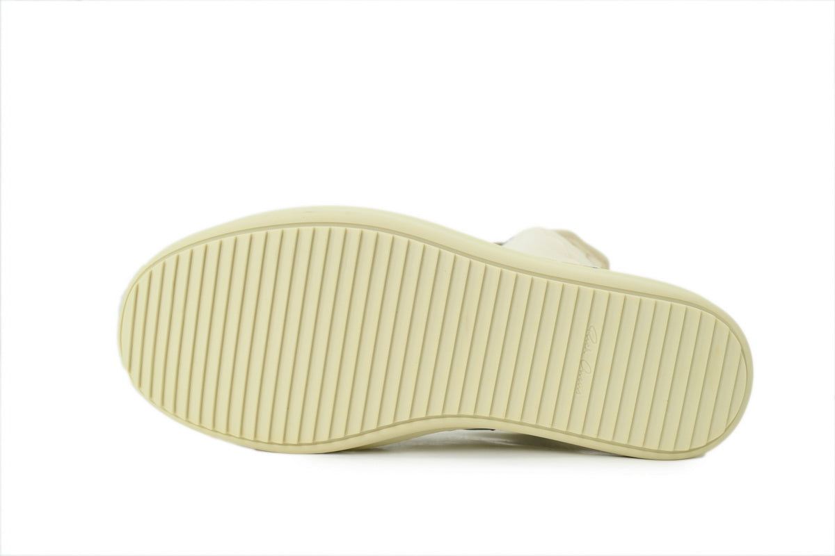 Rick Owens Jumbolace Geobasket Triple White Leather Sneakers