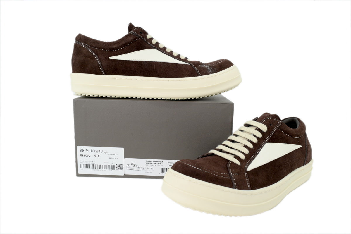 Rick Owens Hollywood Vintage Low Mahogany Suede Sneakers