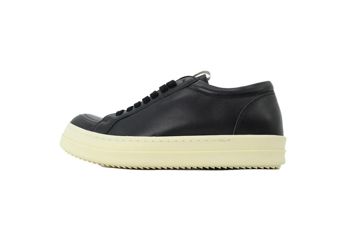 Rick Owens Black Leather Low-Top Sneakers
