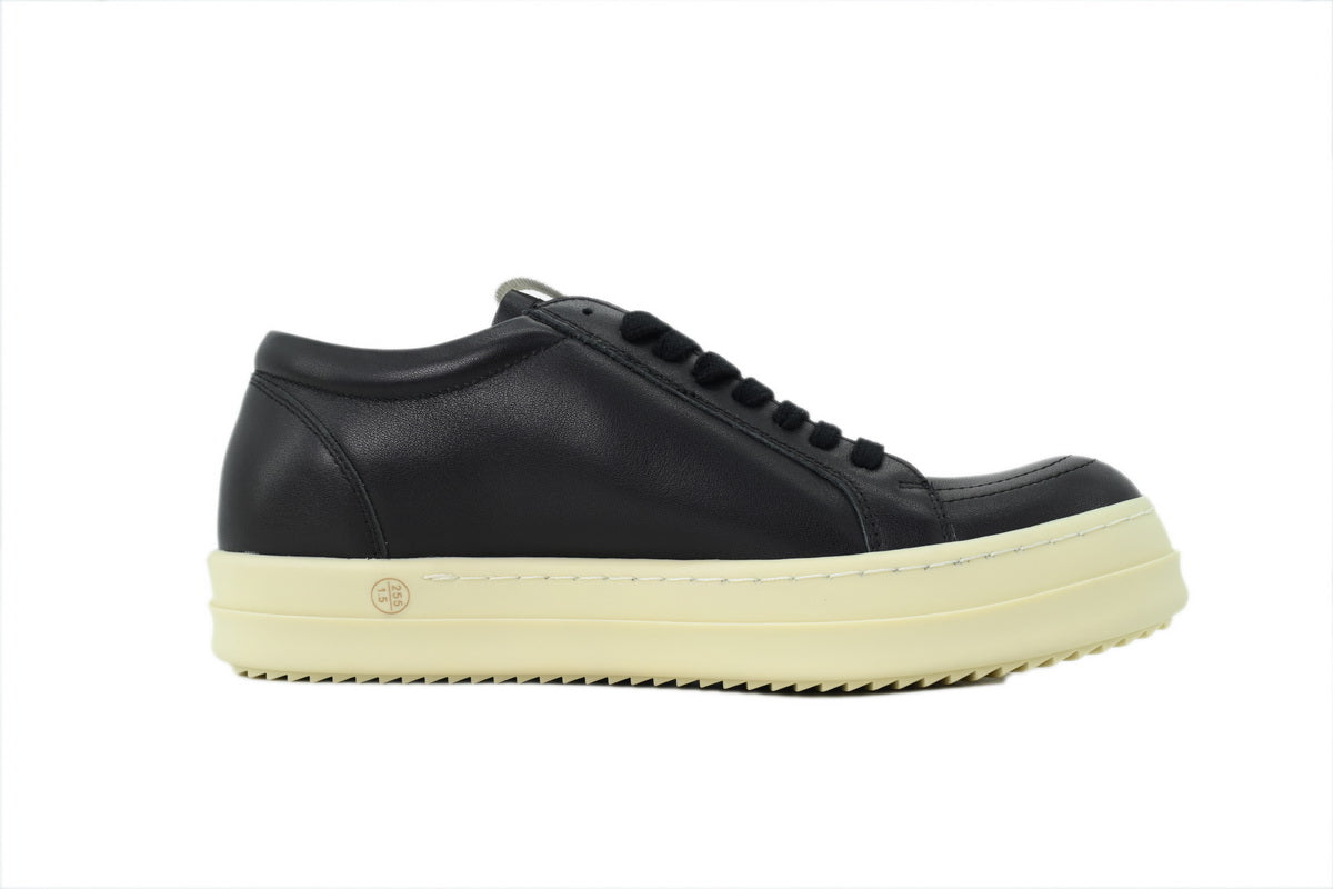 Rick Owens Black Leather Low-Top Sneakers