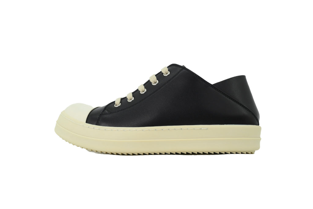 Rick Owens LPOLVS Vintage Low Black Milk Leather Sneakers