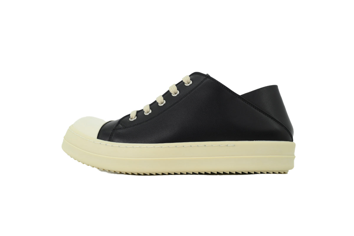 Rick Owens LPOLVS Vintage Low Black Milk Leather Sneakers