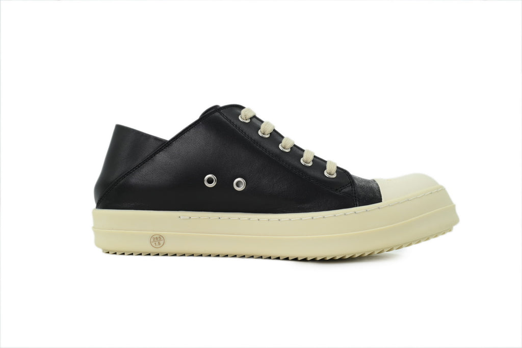 Rick Owens LPOLVS Vintage Low Black Milk Leather Sneakers