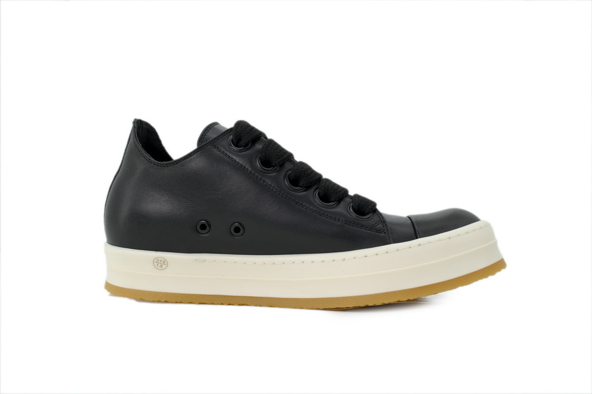 Rick Owens LPOLVS Vintage Low Black Milk Leather Sneakers