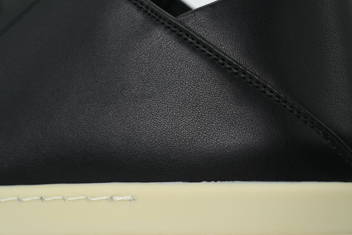 Rick Owens LPOLVS Vintage Low Black Milk Leather Sneakers