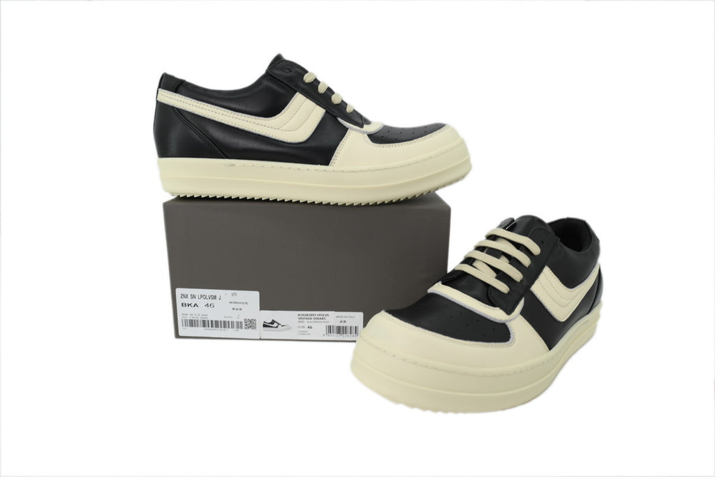 Rick Owens LPOLVS Vintage Low Black Milk Sneakers