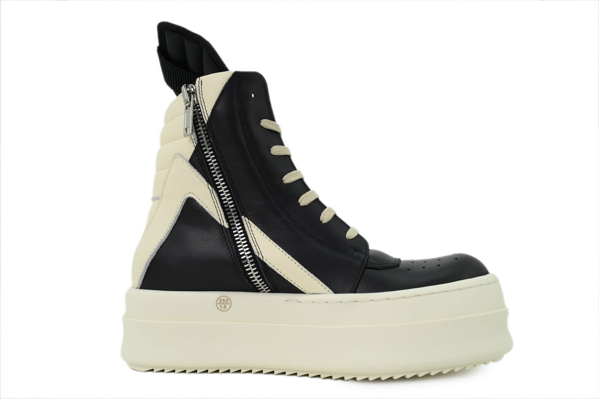 Rick Owens Mega Bumper Black Milk Leather Sneakers