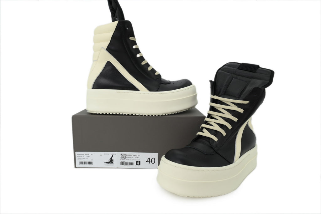 Rick Owens Mega Bumper Black Milk Leather Sneakers