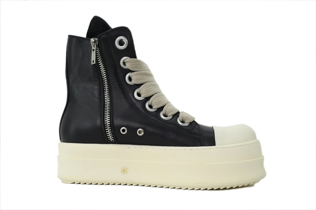 Rick Owens DRKSHDW Mega Bumper Jumbolace Black Leather Sneakers