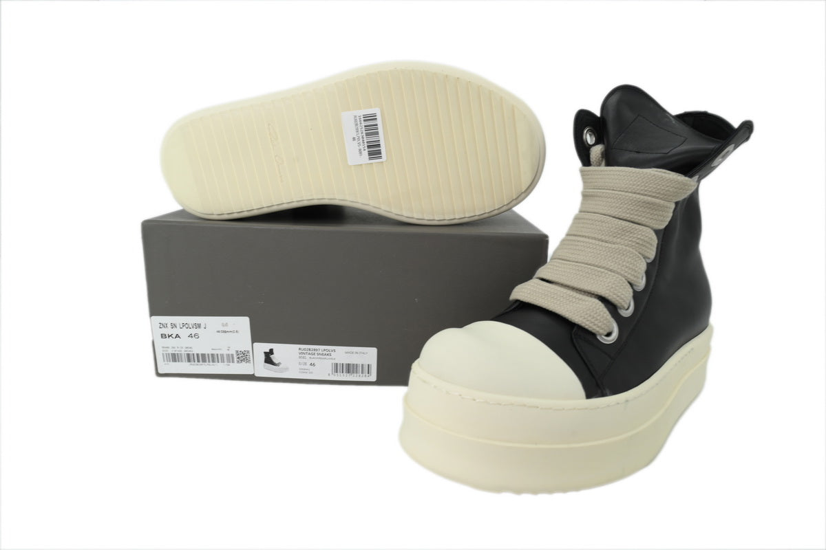 Rick Owens DRKSHDW Mega Bumper Jumbolace Black Leather Sneakers