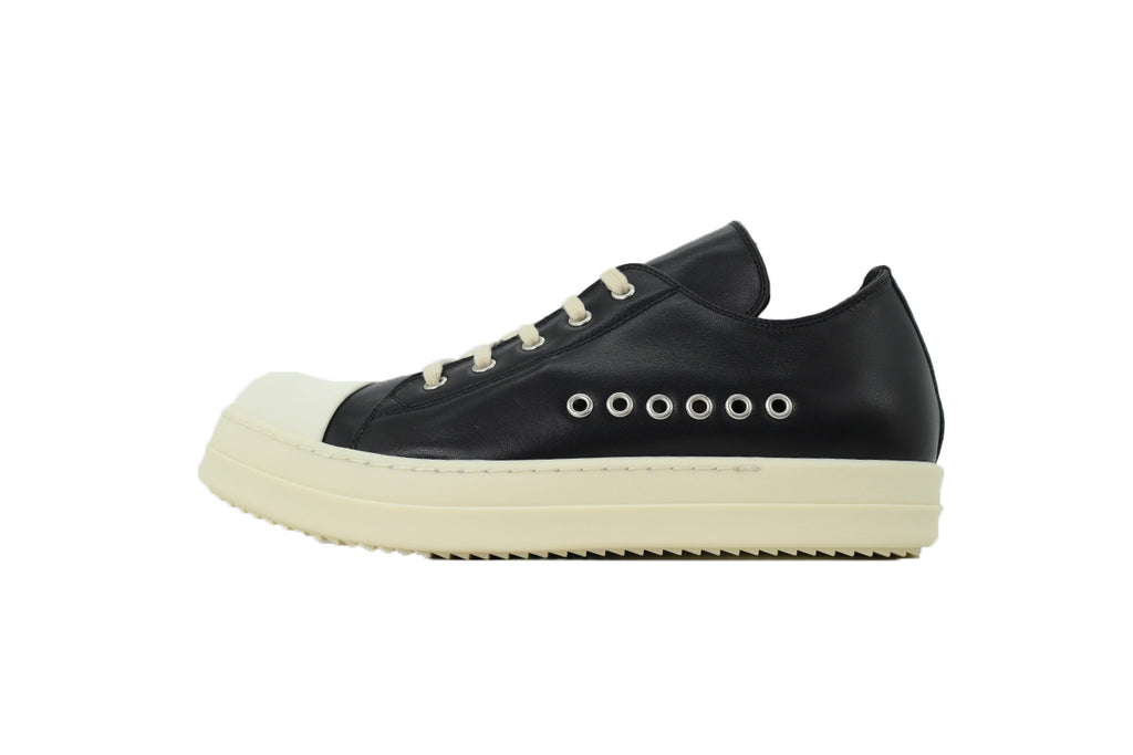 Rick Owens Temple Extreme Low Black Milk Leather Sneakers