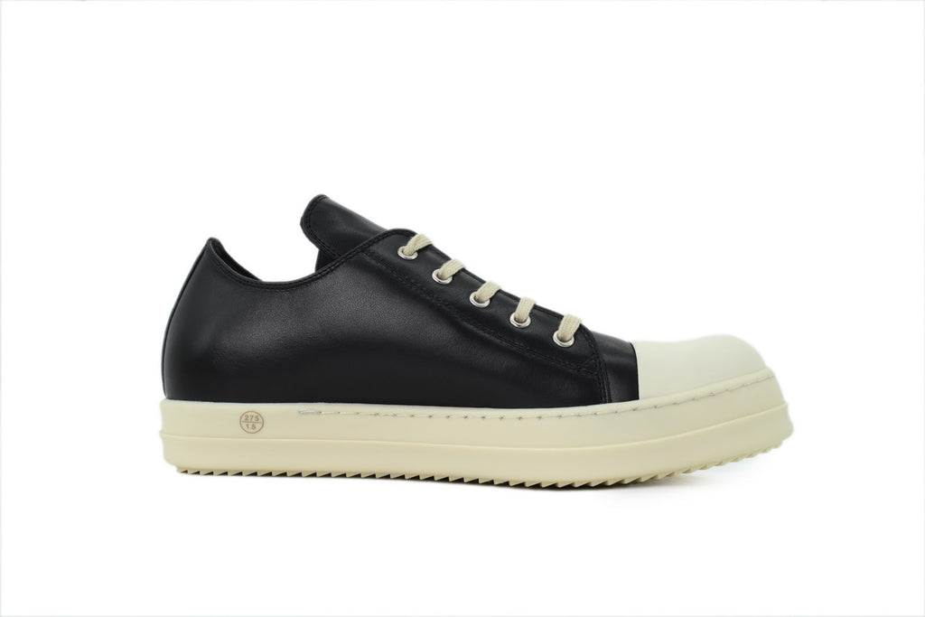 Rick Owens Temple Extreme Low Black Milk Leather Sneakers