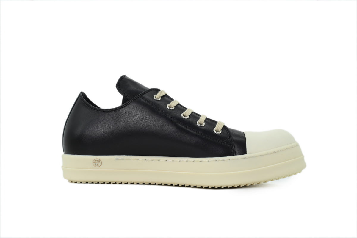 Rick Owens Temple Extreme Low Black Milk Leather Sneakers