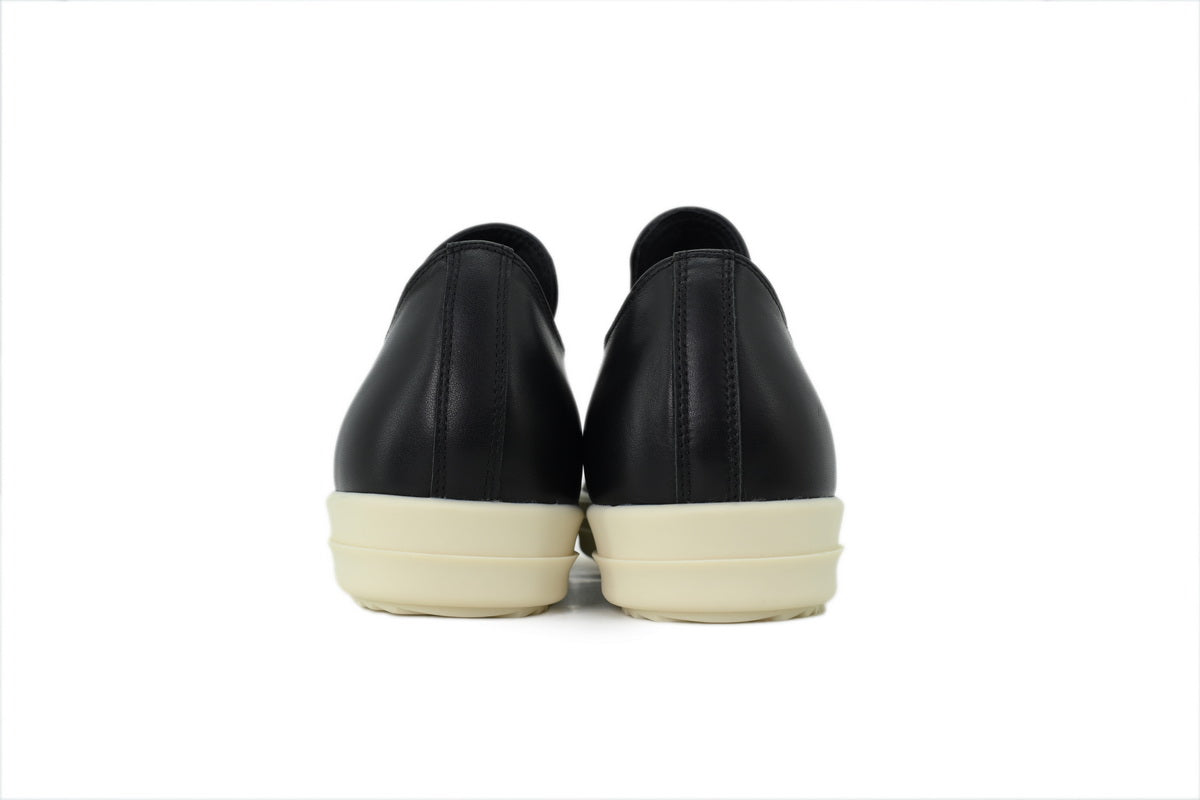 Rick Owens Temple Extreme Low Black Milk Leather Sneakers