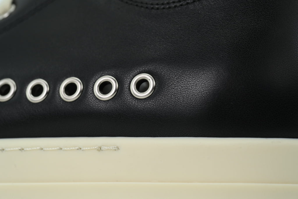 Rick Owens Temple Extreme Low Black Milk Leather Sneakers