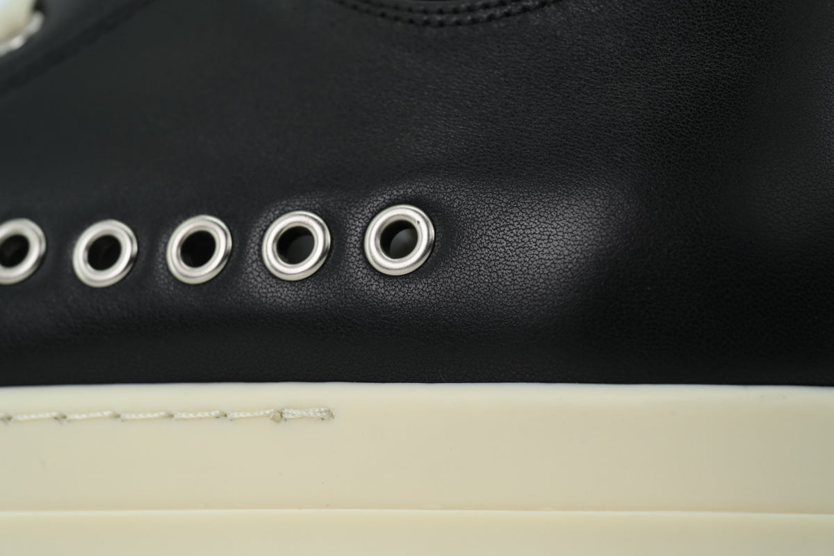 Rick Owens Temple Extreme Low Black Milk Leather Sneakers