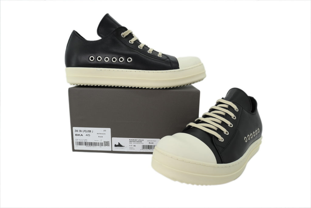 Rick Owens Temple Extreme Low Black Milk Leather Sneakers