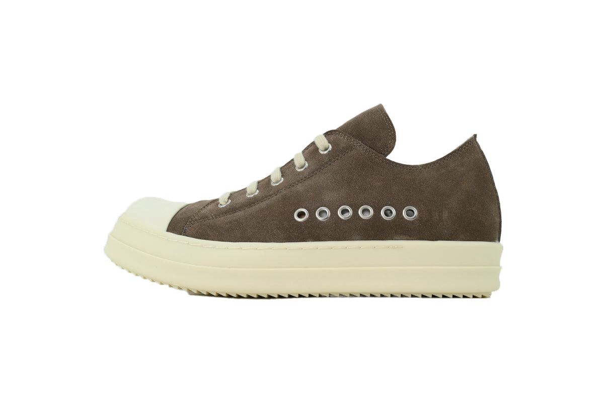 Rick Owens Temple Extreme Low Brown Suede Sneakers