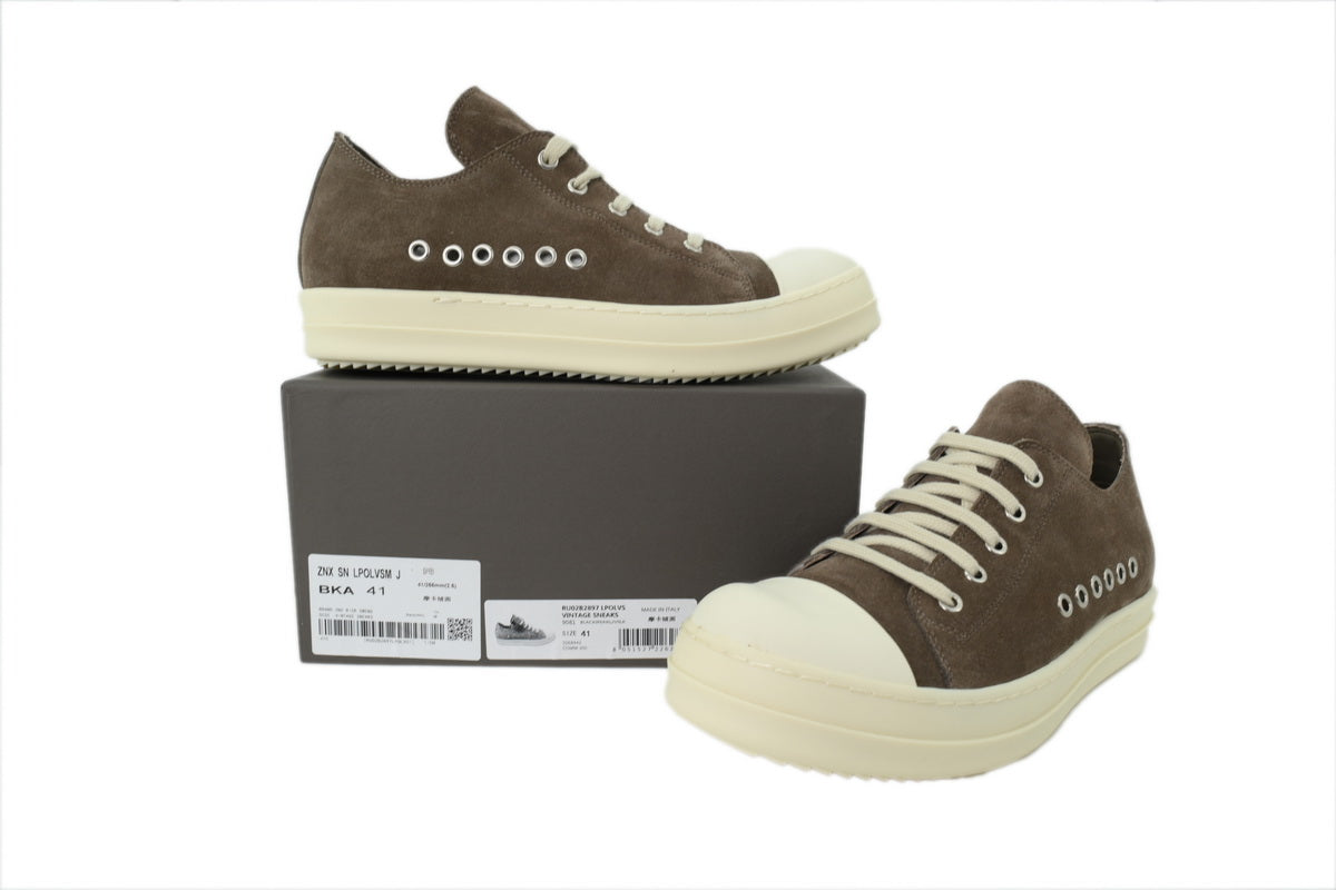 Rick Owens Temple Extreme Low Brown Suede Sneakers