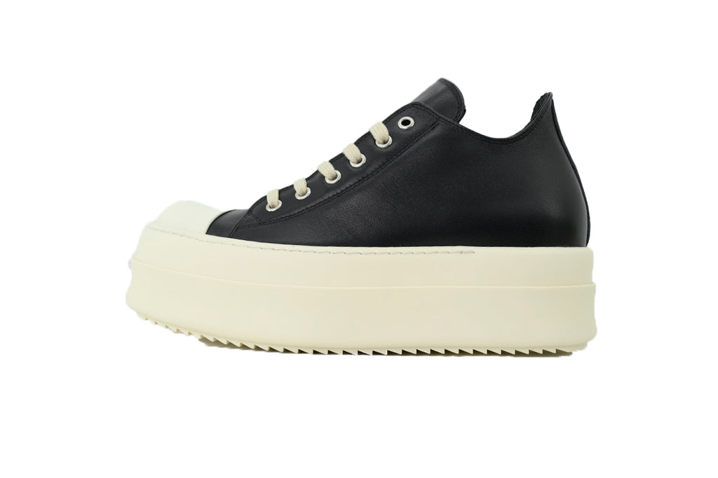 Rick Owens DRKSHDW Double Bumper Low Black Milk Leather Sneakers