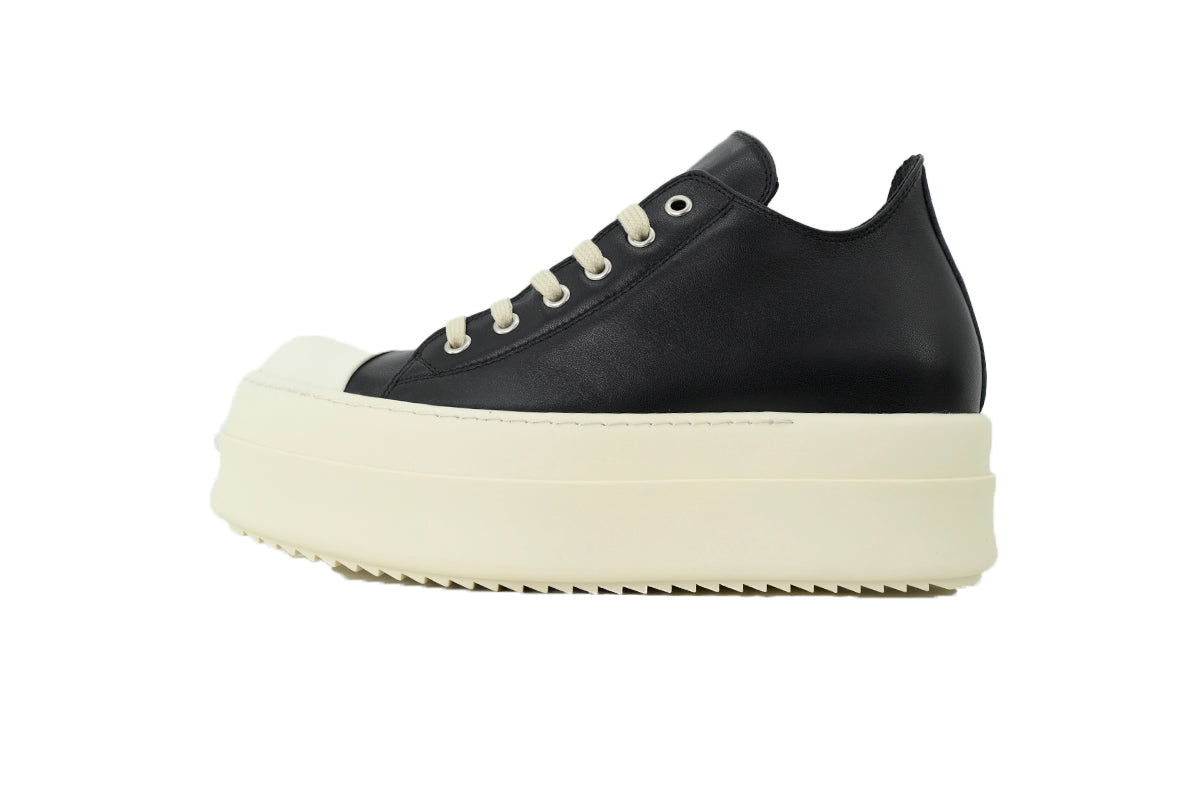 Rick Owens DRKSHDW Double Bumper Low Black Milk Leather Sneakers