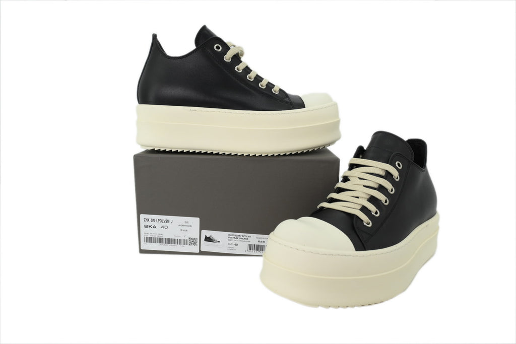 Rick Owens DRKSHDW Double Bumper Low Black Milk Leather Sneakers