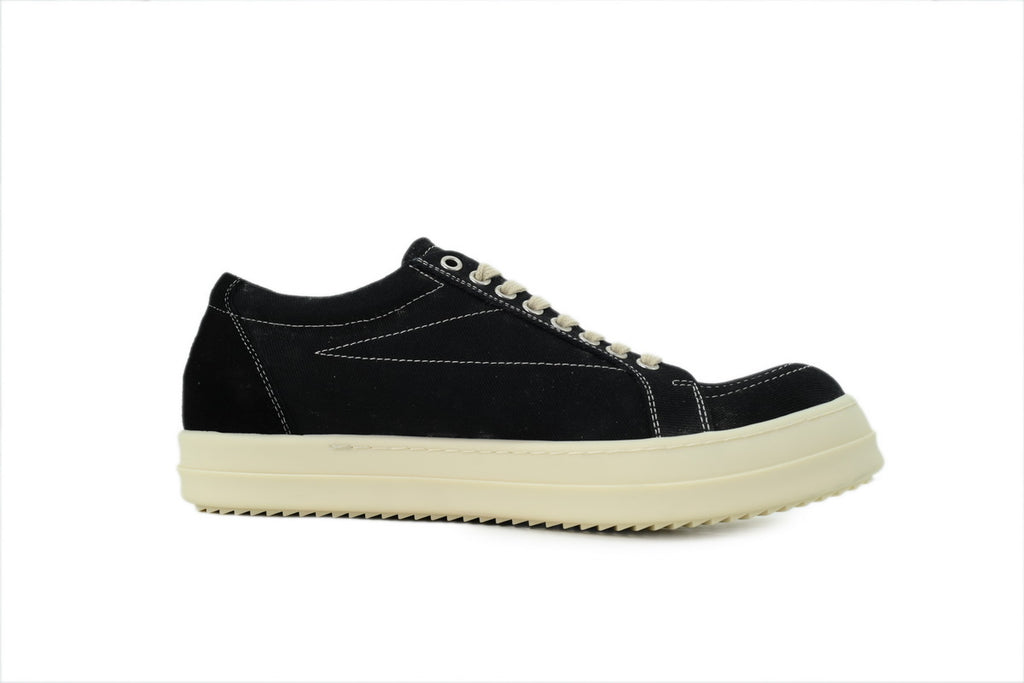 Rick Owens DRKSHDW Temple Star Applique Black Canvas Sneakers