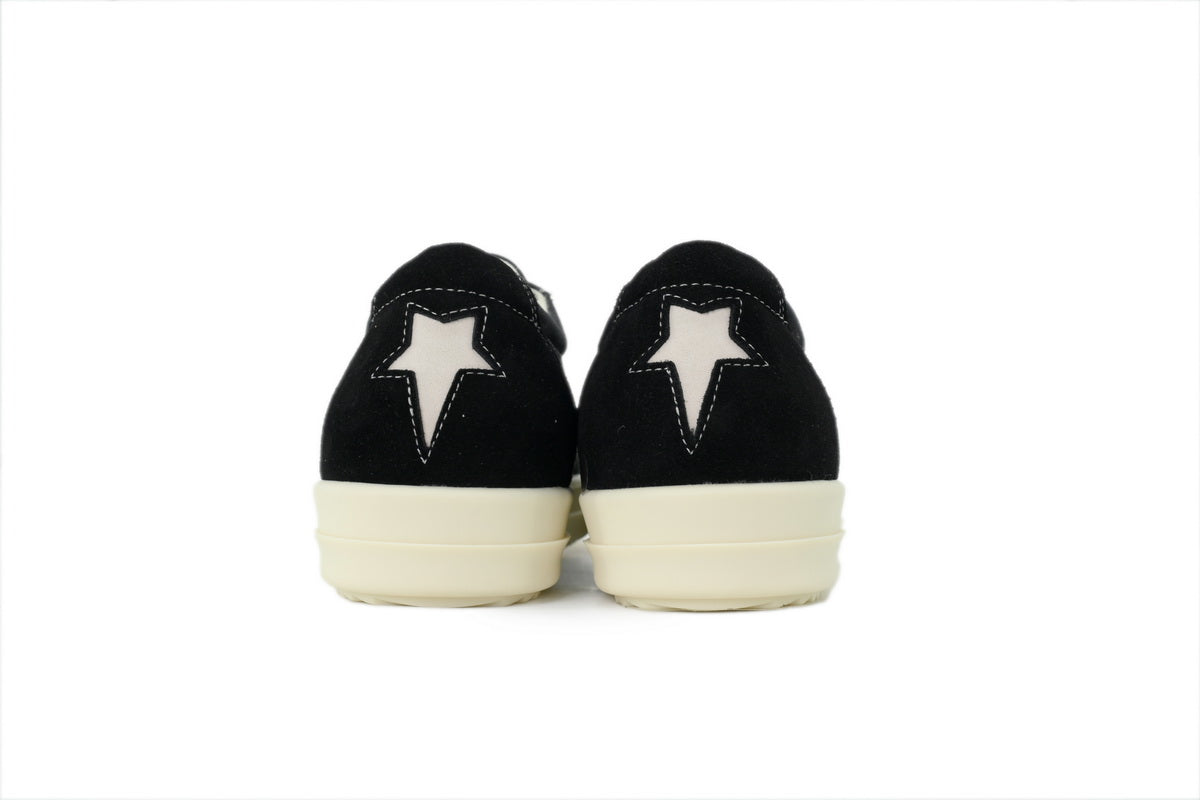 Rick Owens DRKSHDW Temple Star Applique Black Canvas Sneakers