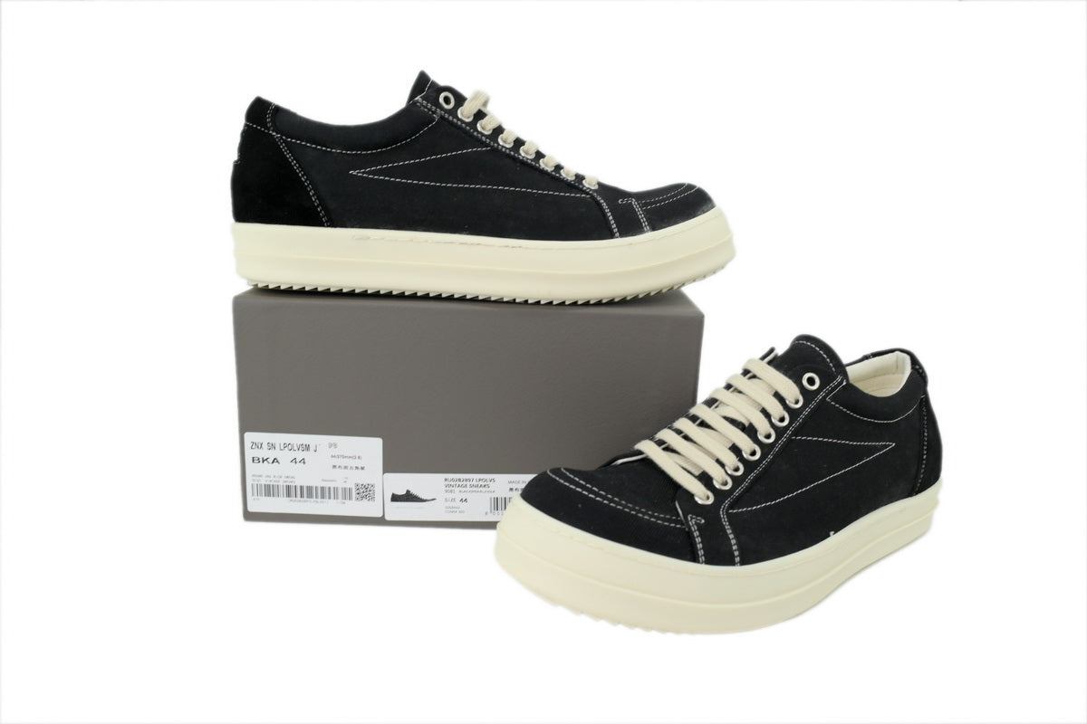 Rick Owens DRKSHDW Temple Star Applique Black Canvas Sneakers