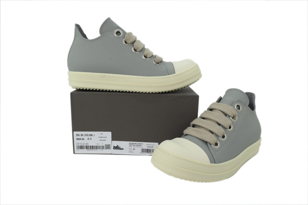 Rick Owens Porterville Jumbo Laced Low Pale Blue Leather Sneakers