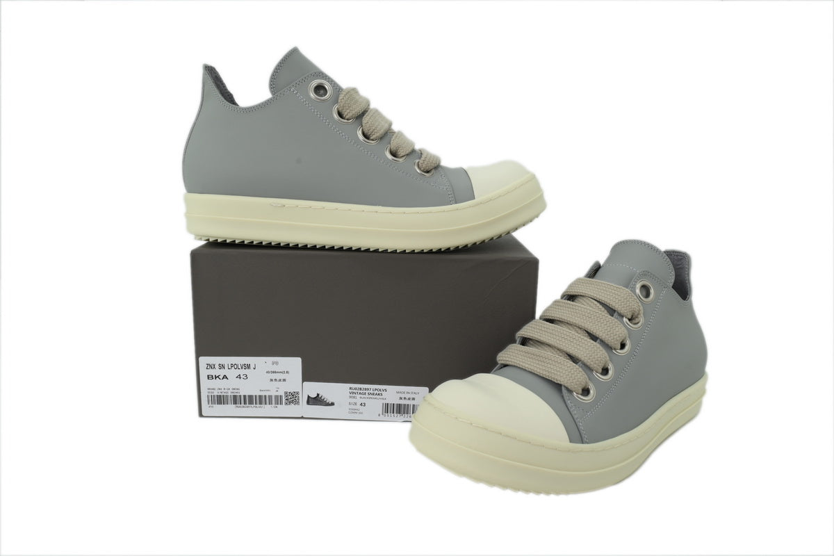 Rick Owens Porterville Jumbo Laced Low Pale Blue Leather Sneakers