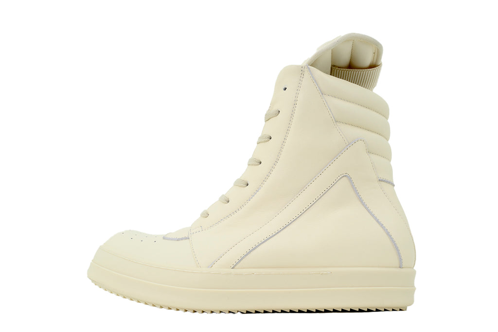 Rick Owens Strobe Geobasket Milk Leather High-Top Sneakers