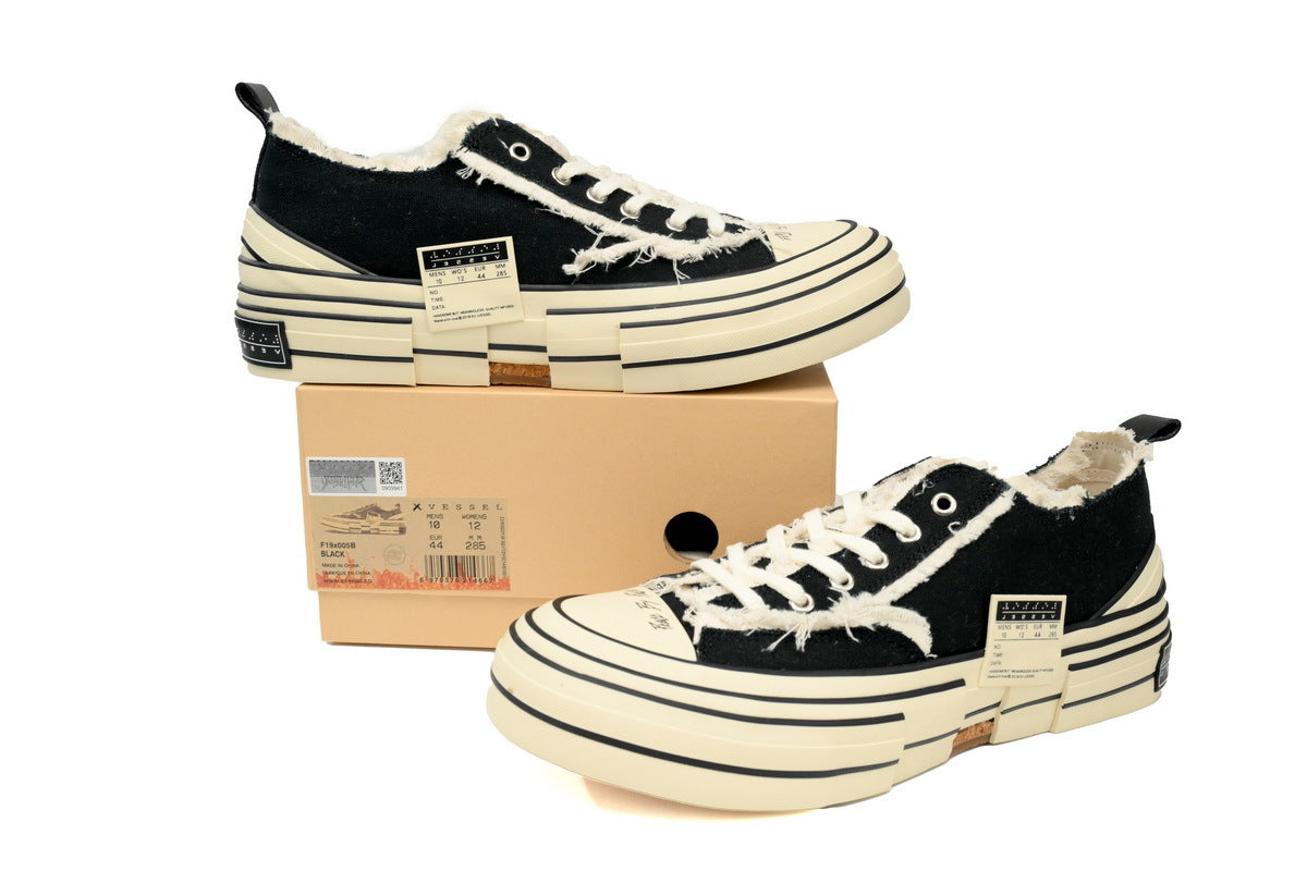 xVESSEL G.O.P. Lows Crooked SHOE Black Canvas Sneakers